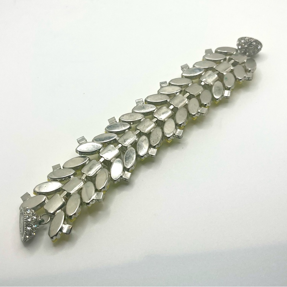 Vintage Yellow Rhinestone Statement Bracelet Lemo… - image 3